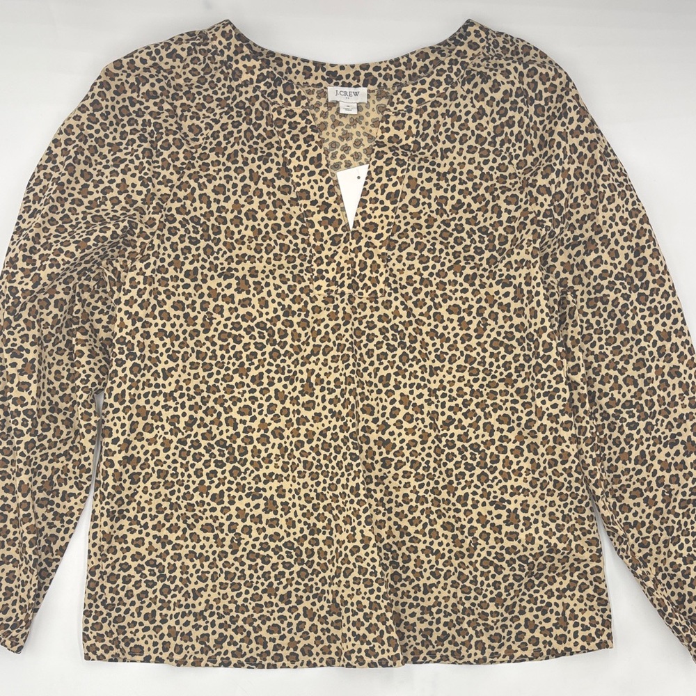 J.Crew Splitneck Popover Blouse in Cashew/Rustic Canoe/Brown